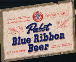 Vintage Pabst Blue Ribbon Beer Special Beer Label  1940s - £7.07 GBP