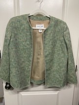 RARE *Oscar de la Renta* Pistachio Tweed Silk Wool Blend Lined Jacket Blazer - £69.33 GBP