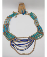 Turquoise &amp; Blue Bead &amp; Gold Tone Chain Belt {Or Necklace} &amp; Earings Set - $38.29 CAD
