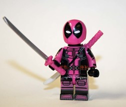 Deadpool Pink Breast Cancer Marvel Comic Building Minifigure Bricks US - £5.55 GBP
