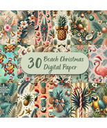 30 Beach Christmas Digital Papers: Tropical Holiday PNG (Digital Download) - $2.95 CAD