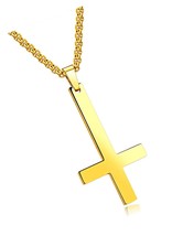 Rockyu Cross Necklace for Men Black Stainless Steel Chain 25 - £36.36 GBP