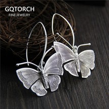Real Pure 100% 925 Sterling Silver Exaggerated Large Butterfly Drop Earrings For - £44.69 GBP