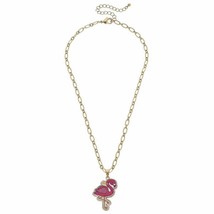 Flamingo Patch Pendant Chain Link Necklace - £13.45 GBP