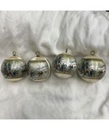 Vintage Set Of 4 Currier &amp; Ives Hallmark Satin Christmas ornaments 1976 ... - $19.99