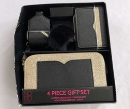 No Boundaries Holiday Crossbody Bag 4 Piece Gift Set Black/Gold - £7.58 GBP