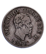 1866 Italy 50 Centesimi Coin (VF Condition) KM 14.1 - $77.53 CAD