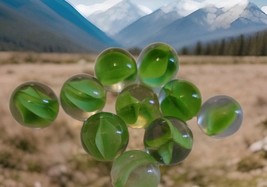 Vintage Lot Of 10 Cats Eye Marbles Pale Green Translucent  Nice  (Ref 77) - $240.64 MXN