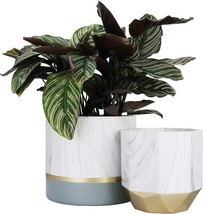 In A Marble Ink Pattern With Gold And Grey Detailing, La, Plant Containers. - £35.13 GBP