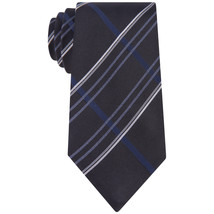 Kenneth Cole Reaction Navy Blue Twill Ground Grid Check Silk Classic Tie - £16.23 GBP