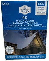 Holiday Time 60 Multicolor Random Twinkle Icicle-Style LED Lights - £9.91 GBP