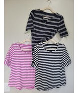 3 - Talbots White Pink Black Short Sleeve Shirts Sz MP Medium Petite Str... - €20,41 EUR