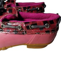 Girls Sperry Waterproof Duckie Shoes Size 1 Steel Shank Pink Red Plaid READ - £9.45 GBP