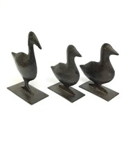 Set Of Black Cast Iron Metal Duck Figurines - $17.81