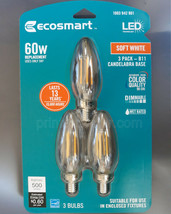 3 Pack Candelabra E12 Base Soft White 60W Equial 5W Led Filament Light Bulbs Ul - $19.78