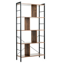 4-Tier Industrial Freestanding Bookshelf with Metal Frame - Color: Brown - $1,840.15 MXN