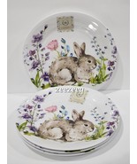 4pc Rachel Ashwell the Prairie Floral Bunny Rabbit Melamine Salad Plates... - £35.54 GBP