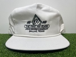 Vintage John Deere First 100 Years 1989 White Strap Back Hat Dope Rope 80 Dallas - £21.26 GBP