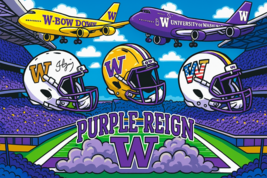 Washington Huskies NCAA College Football Poster Print Metal Sign 12x8in il - $24.74