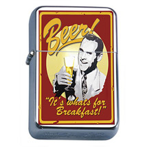 Vintage Poster D256 Flip Top Oil Lighter Wind Resistant Flame Beer For Breakfast - £11.55 GBP