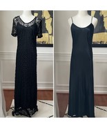 Vintage Sonya Ratay Saks Fifth Avenue Long Black Dress Lace Slip Mix &amp; M... - $84.90 CAD