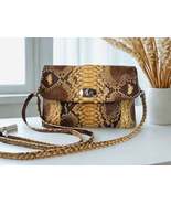 Snakeskin Leather Bag Back Waist Strap - $200.00