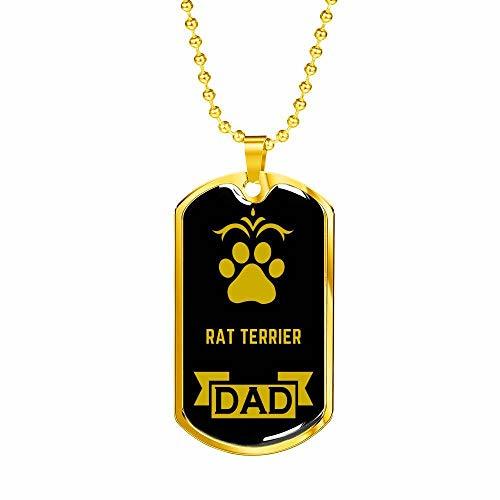 Dog Lover Gift Rat Terrier Dad Dog Necklace Stainless Steel or 18k Gold Dog Tag