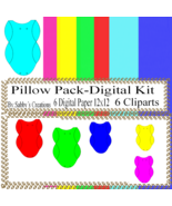 Color Pillow Pack-Digital Kit-Digtial Paper-Art Clip-Gift Tag-Jewelry-Gi... - $37.30 MXN