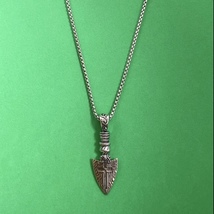 Titanium Steel Arrow Cross Pendant Necklace for Men Women,Hip Hop Necklace - £10.40 GBP