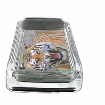 Tiger Glass Ashtray D3 4&quot;x3&quot; Wildlife Zoo Bengal Cat Wild Animal - £39.52 GBP