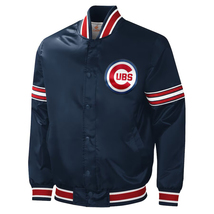 MLB Chicago Cubs Vintage NavyBlue Satin Bomber Varsity Baseball Letterman Jacket - $143.80