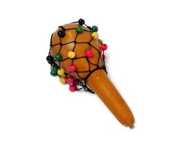 Rasta Beaded Gourd Shekere Shaker  Handmade Peruvian Maraca Rattle Perc... - $19.79