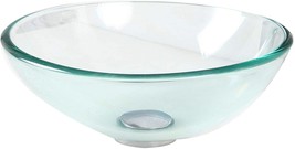 Modern Clear Glass Small 13.6&quot; Tempered Glass Vessel Bowl Sink for Above Counter - £80.95 GBP