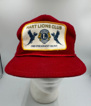 Vtg Red Corduroy 1989 Pheasant Hunt Hat K Products Made in USA Hart Lions Club - $28.91