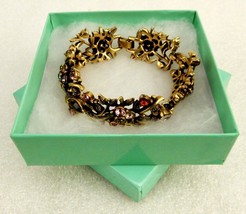 Coro Heavy Flower Bracelet, Multicolor Gemstones, Fold-Over Closure, #JW... - £1,922.95 GBP
