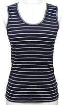 RENA LANGE Sleeveless Knit Sweater Top Striped Black White Sleeveless Sz M - £93.44 GBP