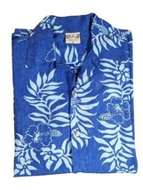 Go Barefoot Mens Hibiscus Tahitian Reverse Aloha Hawaiian Shirt Med Blue... - £35.04 GBP