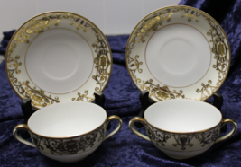 Noritake - 175 Green backstamp - Flat Boullion Cup &amp; Saucer - Set of 2 - $915.22 MXN