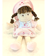 Carters Sweet Heart Doll Brown Braids Pretty In Pink Plush Baby 14&quot; Rare - £46.81 GBP