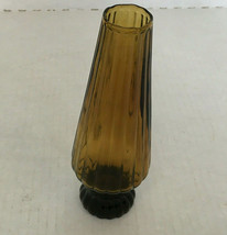 Vintage mid century amber glass small vase decorative flower display holder - $19.75