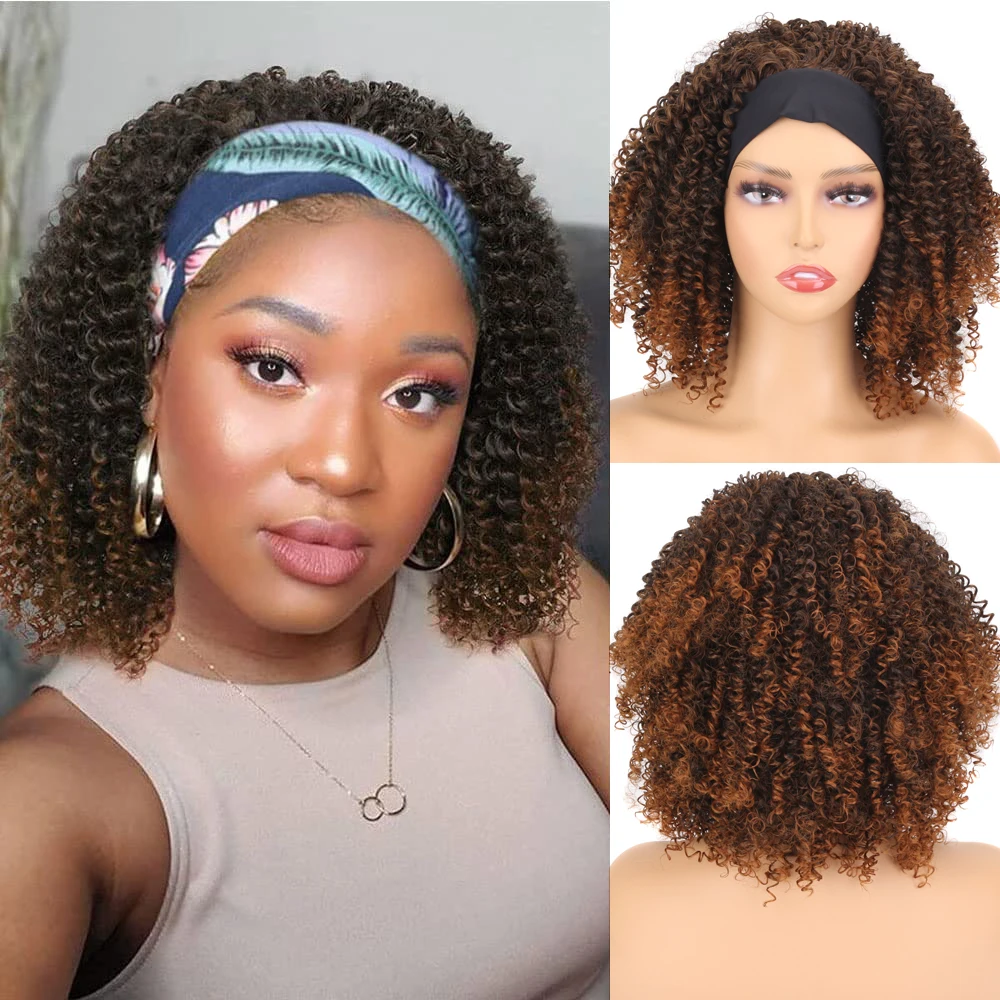Short Curly Wigs for Women 12inch Synthetic Hair Glueless Black Woman Wig - £21.83 GBP