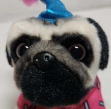 Gund Doug The Pug Plush Stuffed Toy Animal Blue Party Hat Pink Shirt  5&quot; - £8.56 GBP