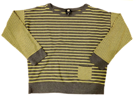 Jones New York Sport Shirt Women Medium Yellow Gray Striped JNY Knit Lon... - $8.79