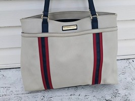 Tommy Hilfiger Women Tote Bag White/Navy Handbag Shoulder Bag - $29.00