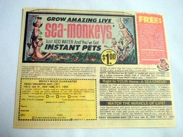 1972 Color Ad Sea-Monkeys Just Add Water-Instant Pets Sales Unlimited, NY, NY - £6.28 GBP