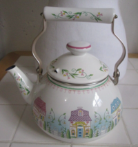 Vintage 1998 LENOX VILLAGE &quot;Enamel Tea Kettle&quot; Fine Porcelain (flawed) - £98.76 GBP