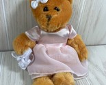 Pennington Bear Company 2017 small plush beanbag teddy bear pink satin d... - $10.39