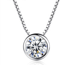 1 ct Moissanite Inlaid Pendant S925 Silver Necklace SN0018 - £9.16 GBP