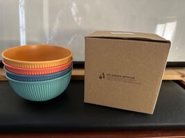 PUPOPIK Plastic Cereal Bowls Unbreakable 24 OZ (4 Pack)  Bowls Reusable ... - $15.84