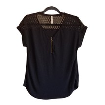 Lace Top Zippered Black Shirt Large - $23.76